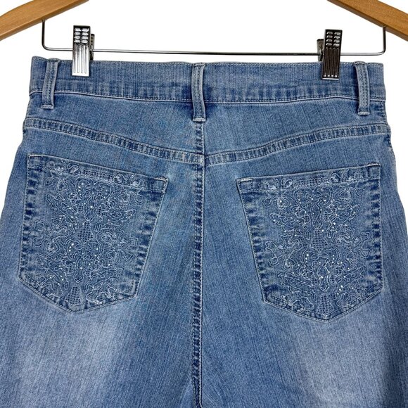 Gloria Vanderbilt Amanda Skimmer Denim Capri Jeans 8 Petite Embroidered Pockets - Picture 8 of 10